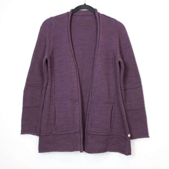 PURE Handknit Purple Open Front Knit Cardigan - Picture 1 of 12